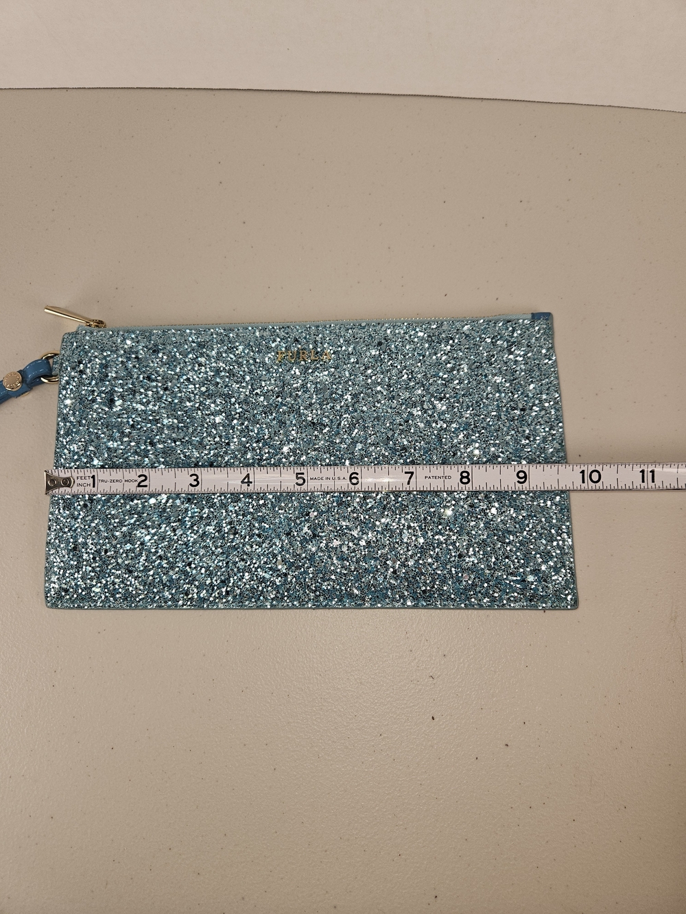 Like New FURLA Teal Blue Glitter Wristlet Clutch - Picture 4 of 15